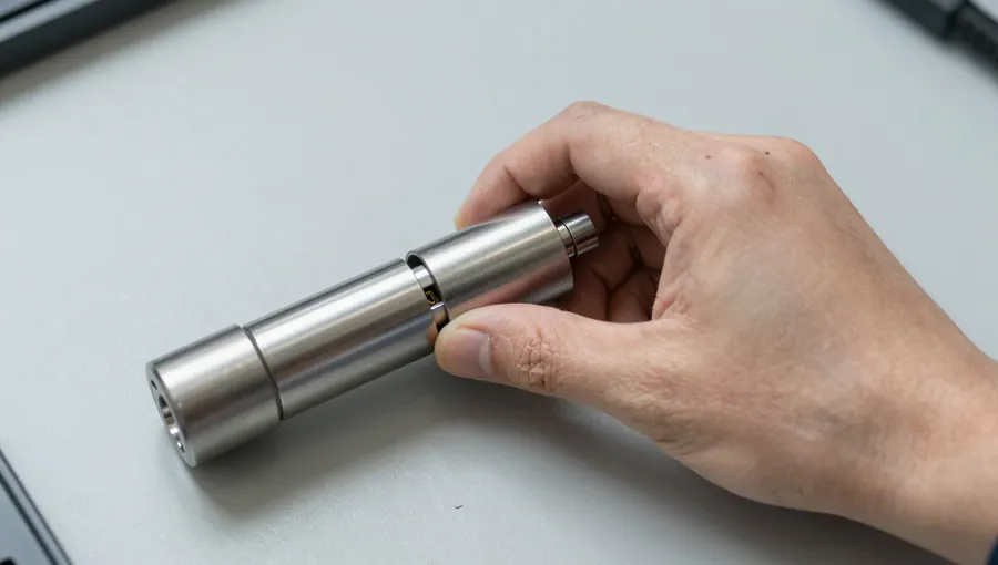 Hand hält einen ausgebauten Profilzylinder